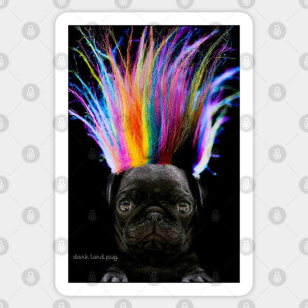 Rainbow Hair Pug Sticker by darklordpug